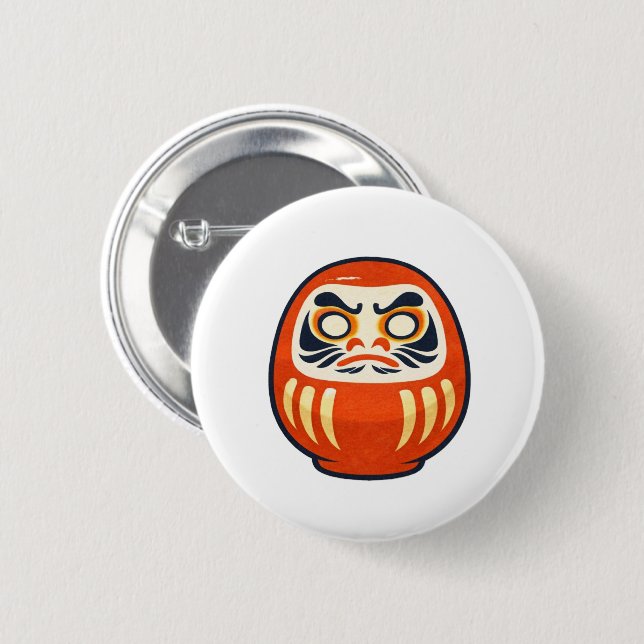 Minimal Daruma – Japanese Folk Art Pin Button (Front & Back)