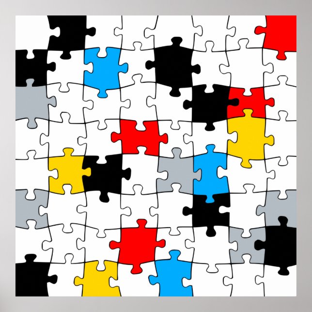 Minimal De Stijl Jigsaw Puzzle Colour Composition Poster (Front)