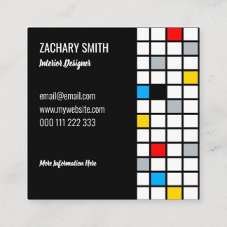 Minimal De Stijl Retro Mosaic Colour Composition Square Business Card
