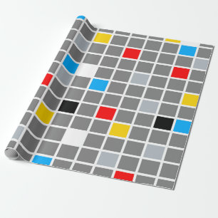 Minimal De Stijl Retro Mosaic Colour Composition Wrapping Paper