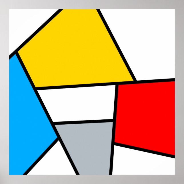 Minimal De Stijl Retro Polygon Colour Composition Poster (Front)