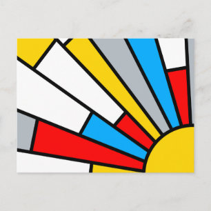 Minimal De Stijl Retro Sun Ray Colour Composition Postcard