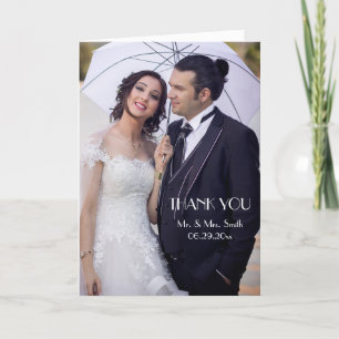 Minimal Deco Photo Thank You Wedding Card