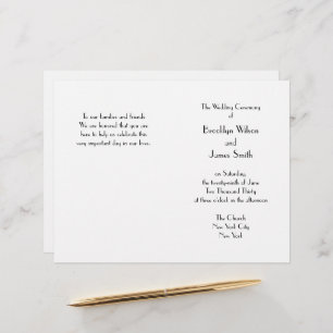 Minimal Deco White Wedding Program
