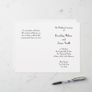 Minimal Deco White Wedding Programs