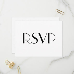 Minimal Deco White Wedding RSVP Postcard