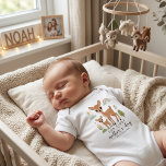 Minimal Deer Mum Baby First Mothers Day Design Bodysuit<br><div class="desc">This baby bodysuit shows a soft illustration of a mother deer and her baby in a minimal and gentle style. The pastel tones and simple composition create a calm and comfortable look suited for a newborn setting. The layout stays balanced and simple while keeping a soft visual feel. The name...</div>