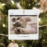 Minimal Define Naughty Pet Photo Keepsake Ceramic Ornament<br><div class="desc">Minimal Funny Define Naughty Pet Photo Christmas Ornament. Simply upload an image with your favourite photo to make the perfect little keepsake gift for a pet owner this holiday season.</div>