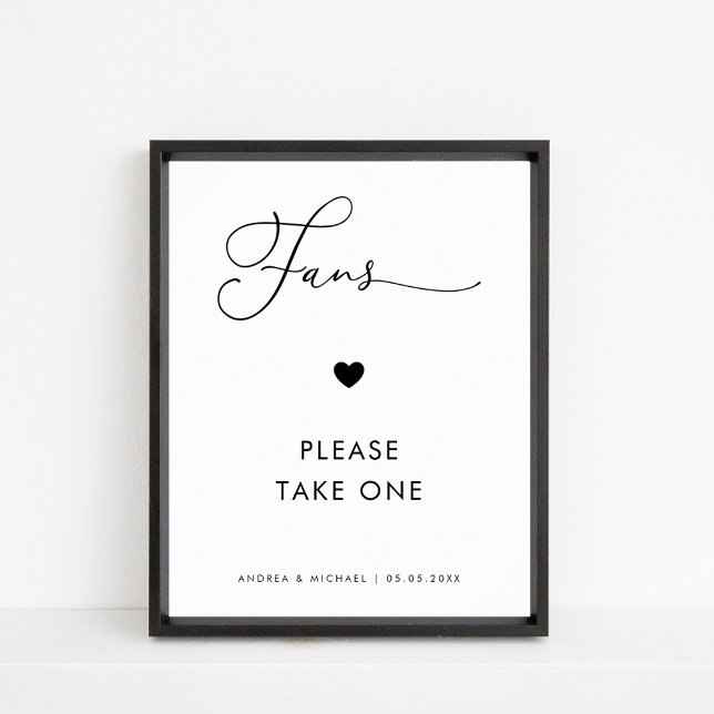 Minimal Delicate Script & Heart Fans Wedding Sign (Creator Uploaded)