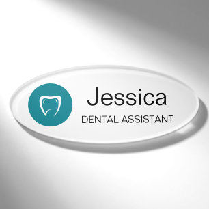 Minimal Dental Assistant Name Badge Tooth Logo