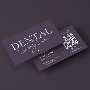 Minimal Dental Cosmetic Dentist Dusty Purple Business Card