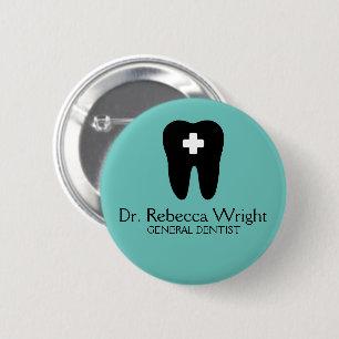 Minimal Dentist Logo Light Teal Dental Office 6 Cm Round Badge