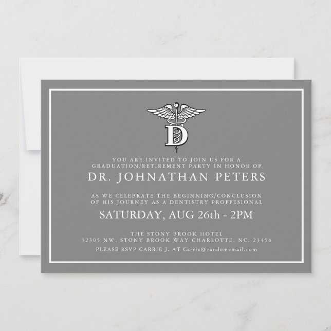 Minimal Dentistry Graduation|Retirement Invite (Front)