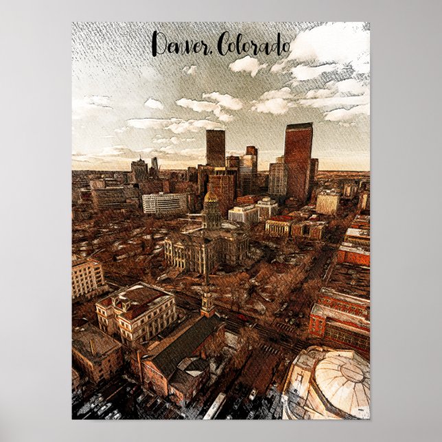 Minimal Denver Colorado Skyline Poster (Front)