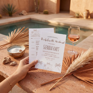 Minimal Desert Bachelorette Weekend Itinerary Invitation