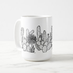 Minimal Desert – Black Ink Botanical Coffee Mug