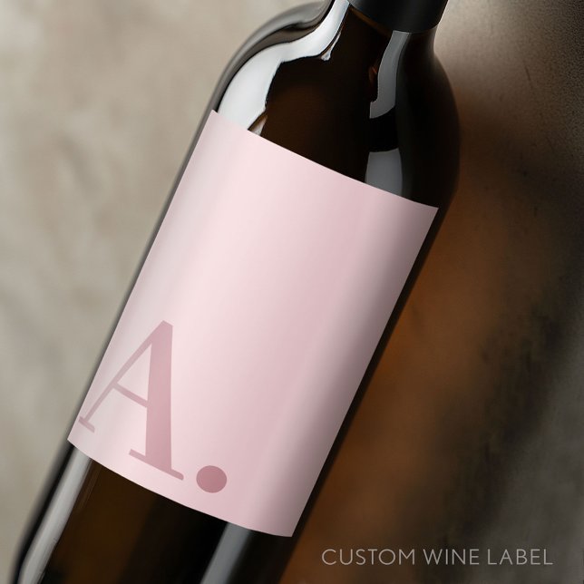 Minimal Design with Huge Modern Monogram Rose Gold Wine Label (Custom Wine Bottle Label - Personalize a Sticker for a fun gift or memento)
