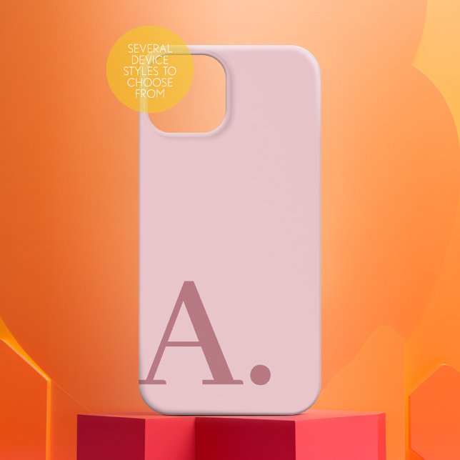 Minimal Design with Huge Monogram - Rose Pink (Personalized Phone Case with Custom Text)
