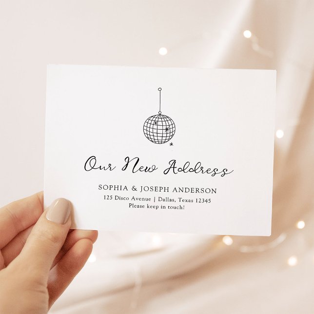 Minimal Disco Ball | Moving Announcement Postcard (Creator Uploaded)