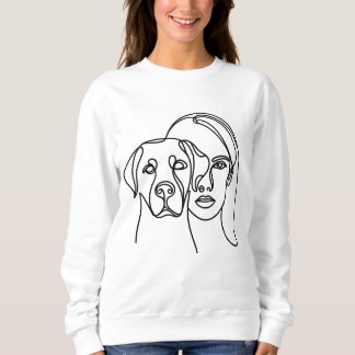 Minimal Dog Mom Line Art Portrait Sweatshirt