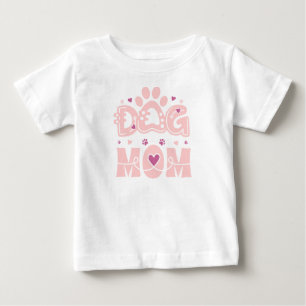 Minimal DOG MOM Monogram Baby T-Shirt