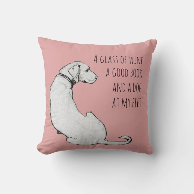 Minimal Dog Mum Quote Labrador Art Pink Cushion (Front)