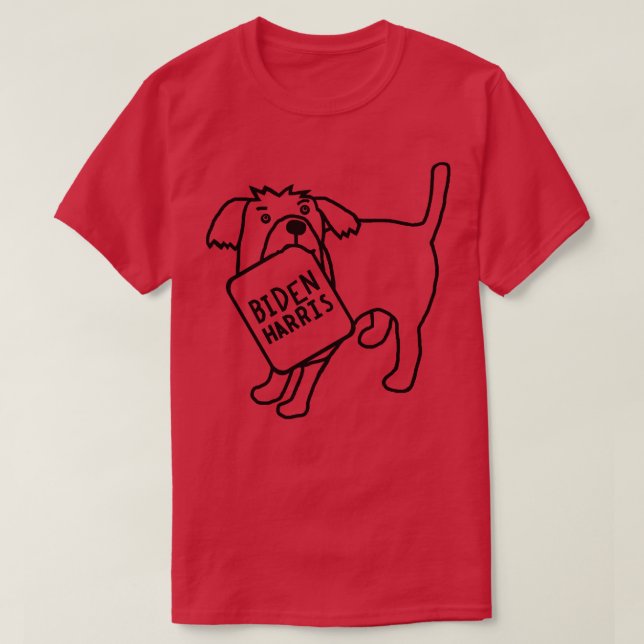 Minimal Dog with  Sign Line Drawing T-Shirt (Design Front)