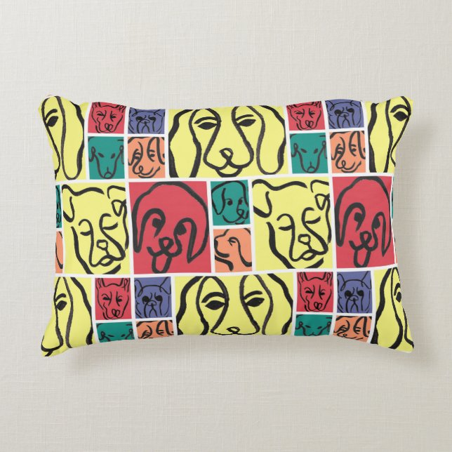Minimal Dogs Line Art Collage Decorative Cushion (Front)