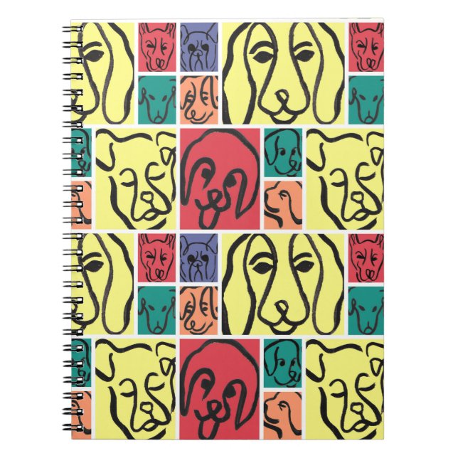 Minimal Dogs Line Art Collage Notebook (Front)