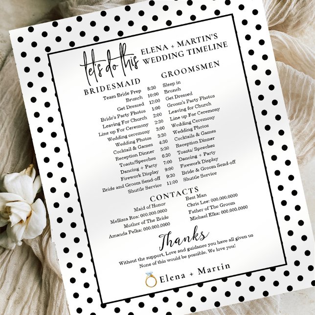 Minimal Dots Script Text Wedding Day Timeline (Creator Uploaded)