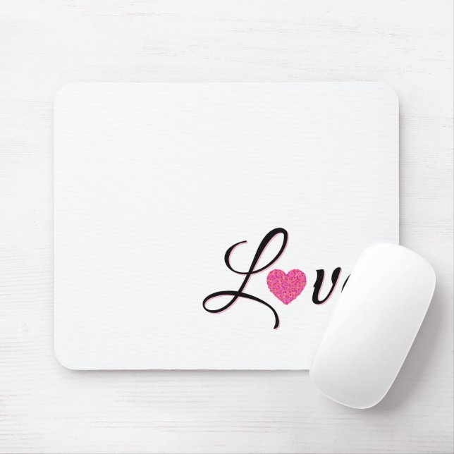 Minimal Dotted Heart Design Mouse Pad (With Mouse)