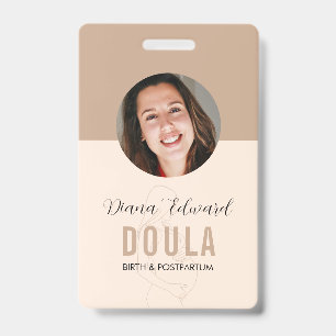 Minimal Doula Identity Photo Design in Soft Beige ID Badge