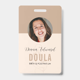 Minimal Doula Identity Photo Design in Soft Beige ID Badge