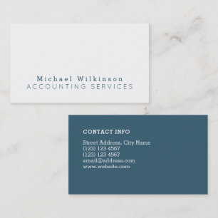 Minimal duo tone elegant blue white business card