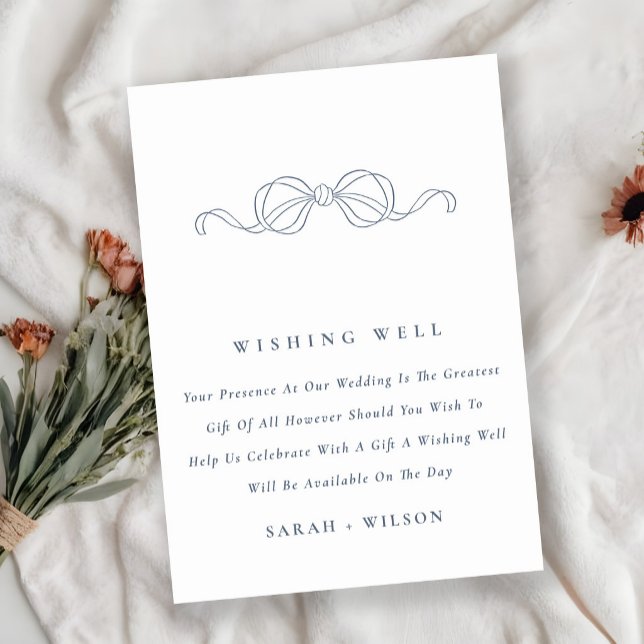 Minimal Dusky Blue Coquette Bow Wishing Well Enclosure Card (Creator Uploaded)
