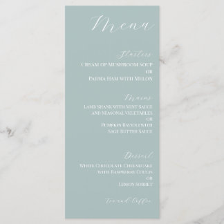 Minimal Dusky Pale Blue Wedding Menu
