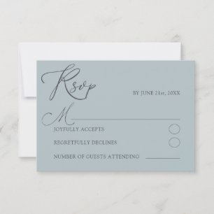 Minimal Dusty Blu RSVP Typography Wedding Card