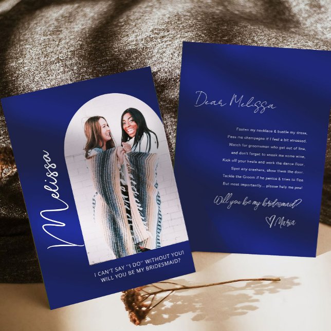 Minimal Dusty Blue Bridesmaid Proposal Card (Creator Uploaded)
