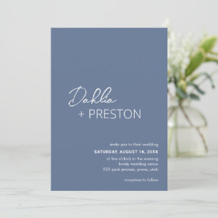 Minimal Dusty Blue Modern Wedding Invitation