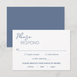 Minimal Dusty Blue Modern Wedding RSVP Card