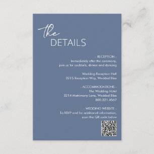 Minimal Dusty Blue QR Code Modern Wedding Enclosure Card