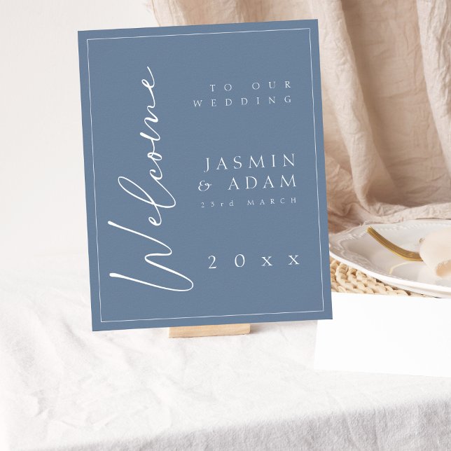 Minimal Dusty Blue Script Wedding Welcome Sign (Creator Uploaded)