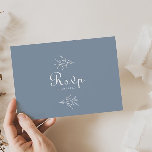 Minimal Dusty Blue Wedding Menu Choice Reply Postcard (Creator Uploaded)