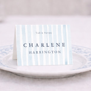 Minimal Dusty Blue Wedding Place Card 