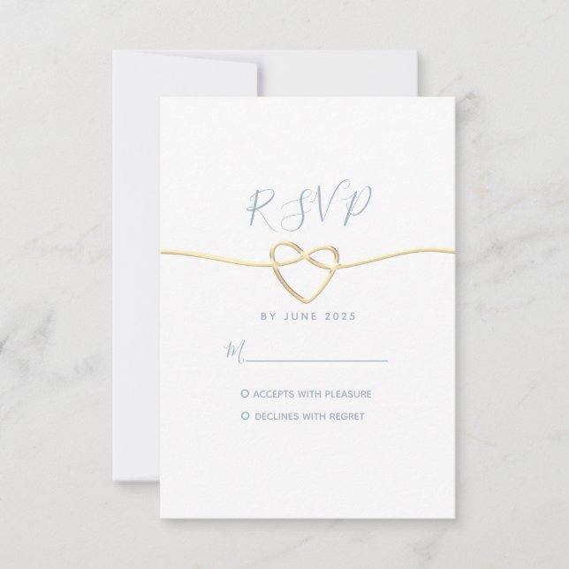 Minimal Dusty Blue Wedding RSVP Card (Front)