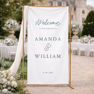 Minimal Dusty Blue Wedding Welcome Sign