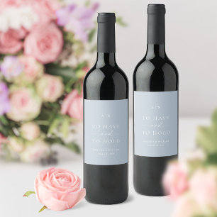 Minimal Dusty Blue Wedding Wine Label