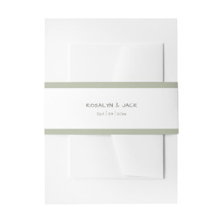 Minimal Dusty Green Bordered Invitation Belly Band