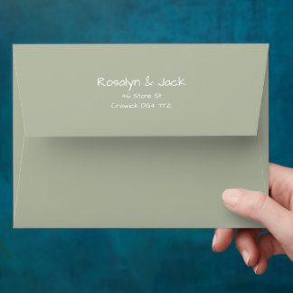 Minimal Dusty Green White Casual Handwriting Envelope