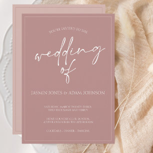 Minimal Dusty Pink Script Wedding Invitation
